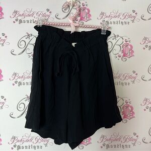 Babaton Black High Waist Shorts with Flowy Design aritzia tie up waist smock